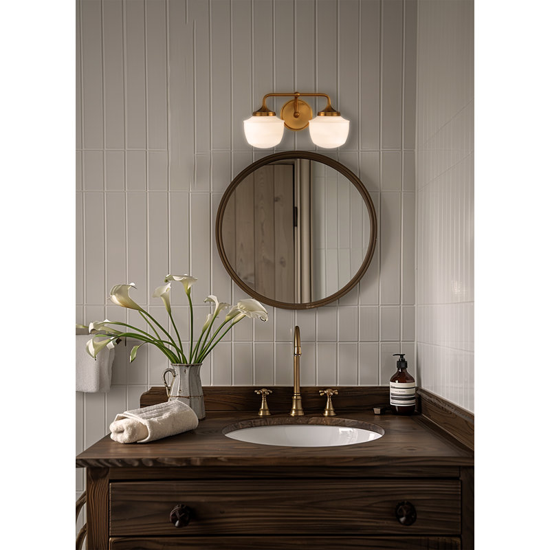 Meuble-lavabo 2 lumières Winston Porter Zavion, Laiton antique