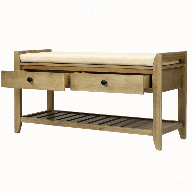 Étagère à chaussures avec siège rembourré et tiroirs, banc de rangement multifonctionnel pour entrée (gris délavé), idéal pour une utilisation familiale et un gain de place.