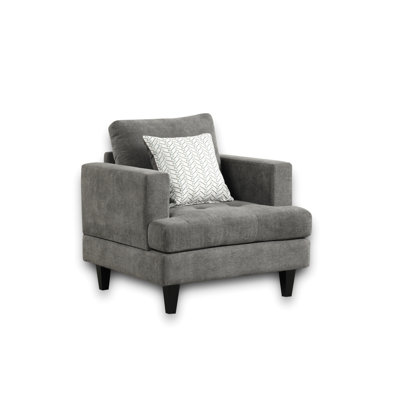Chenille Chair In Gray - Supportive Armrest Elegant Look Inspired Seat Removable Fashionable Style