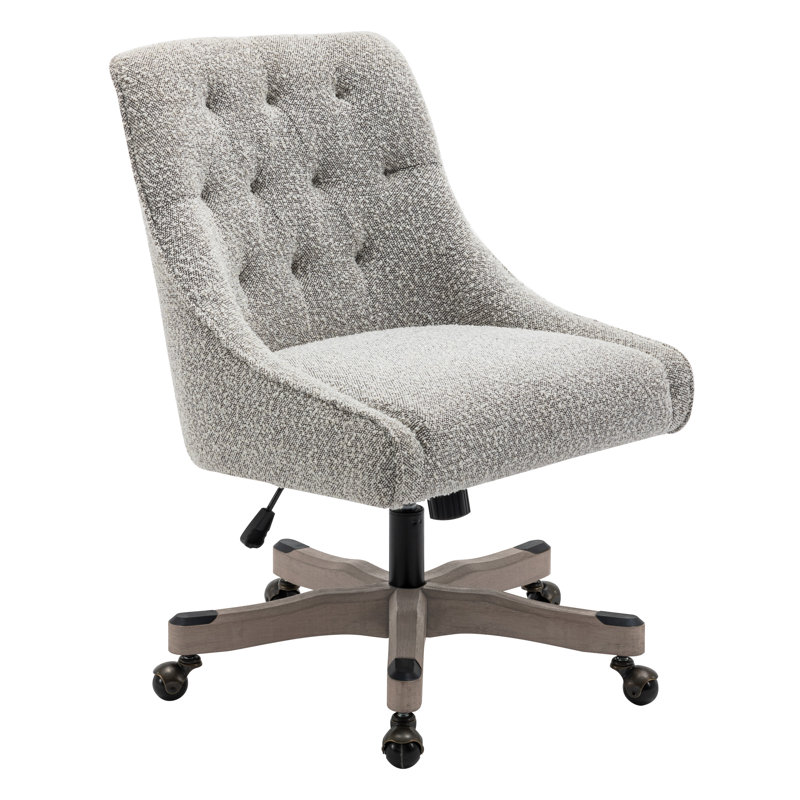 Tindal High Back White Boucle Fabric Swivel Office Chair