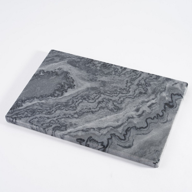 Planche à découper en marbre de granit de luxe pour cuisine Koville, rectangulaire, 12 x 8 po, gris éléphant