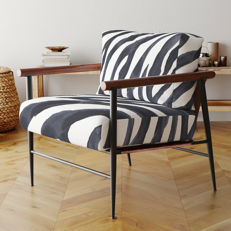 Chaise à accoudoirs rembourrée Zebra, Noir, noir, noir, noir, Noir / blanc