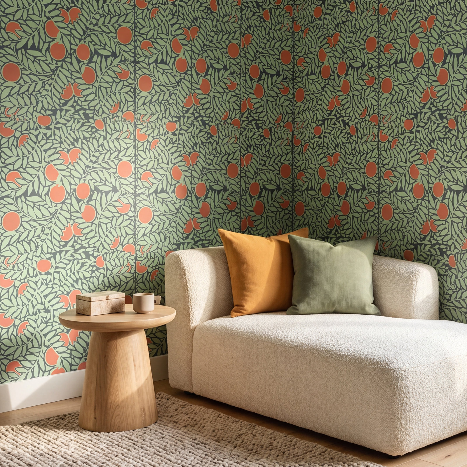 Signature Self-Adhesive Wallpaper, Mint Coral, Non-pasted, Paper