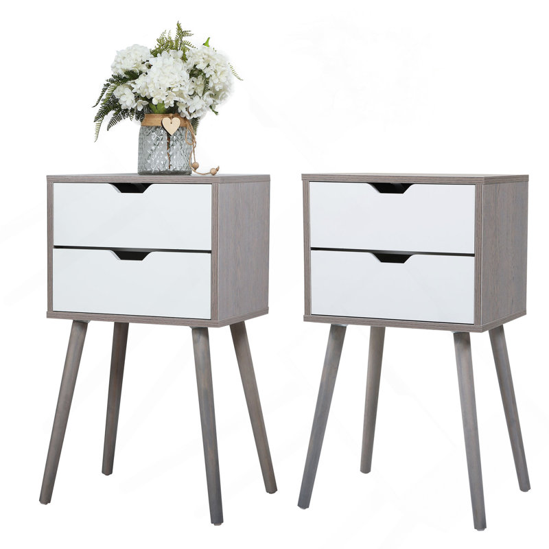 Ensemble de 2 tables de chevet avec rangement à deux tiroirs