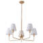 Luminaire suspendu 5 lumières en tissu or blanc
