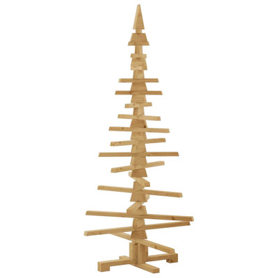  Wooden Christmas Tree With Stand Brown 59.1" Solid Pine Wood