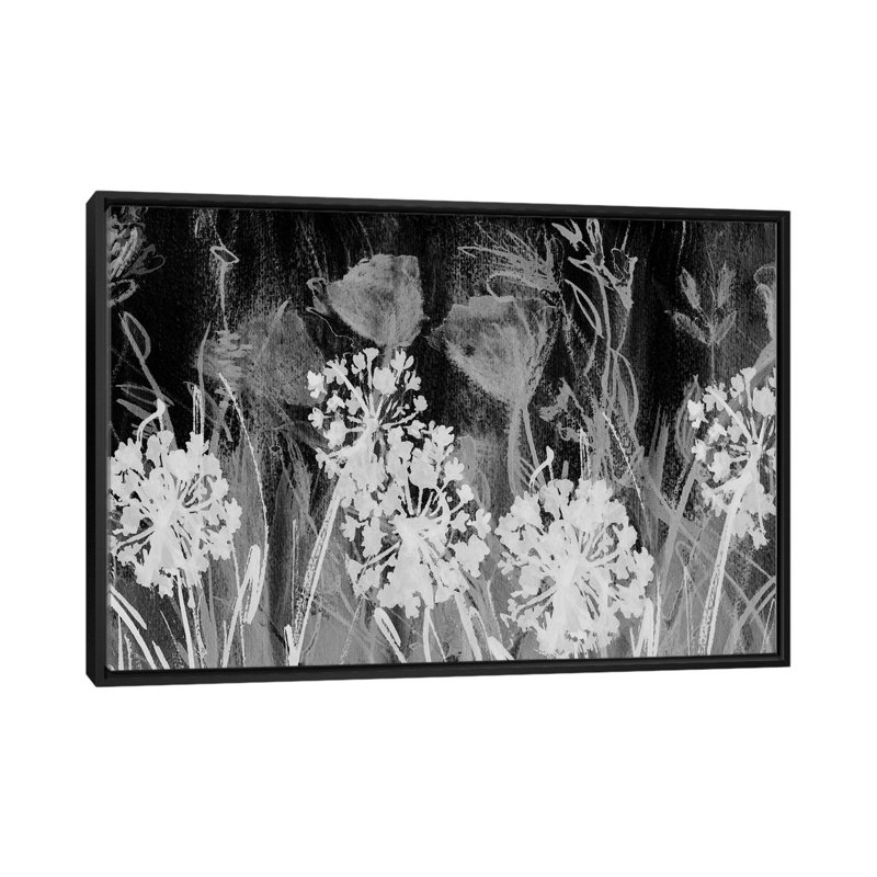 Champ indigo, H 26 po x l 40 po, Toile à cadre flottant noir, Noir inversé / blanc
