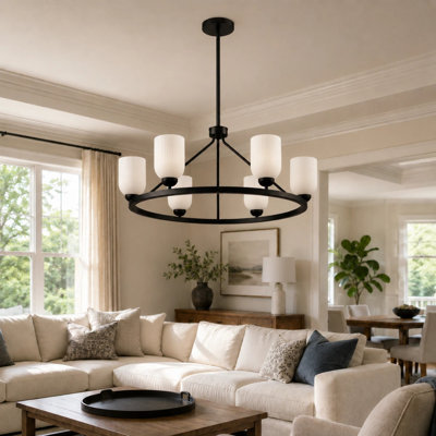 6 - Light Wagon Wheel Chandelier