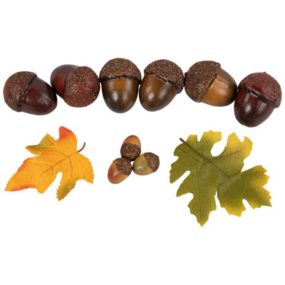 10-Piece Fall Harvest Artificial Acorns and Maple Leaves Decoration Set