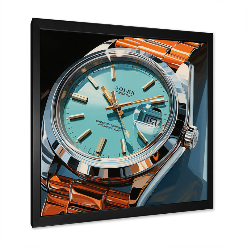 Montre de luxe Azure Age - Imprimé, Cadre simple noir, H 36 po x l 36 po x P 1,5 po