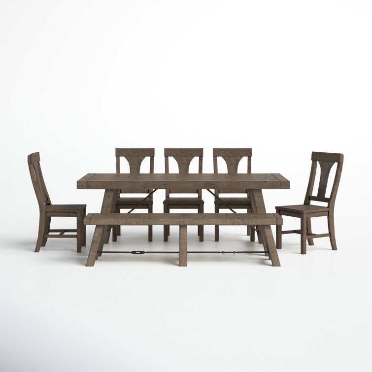 Acker Extendable Pine Solid Wood Dining Set