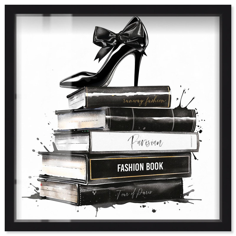 «Classic Book Stack Shadowbox Print» par Art Remedy, H 13 po x l 13 po, Noir, noir, noir, noir