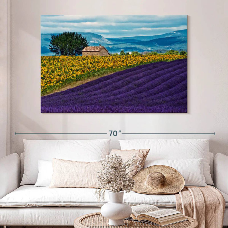 Vanna Valensole lavande et tournesols, H 34 po x l 51 po