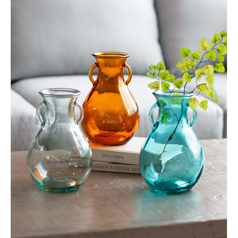 Xane Handmade Glass Table Vase, Orange