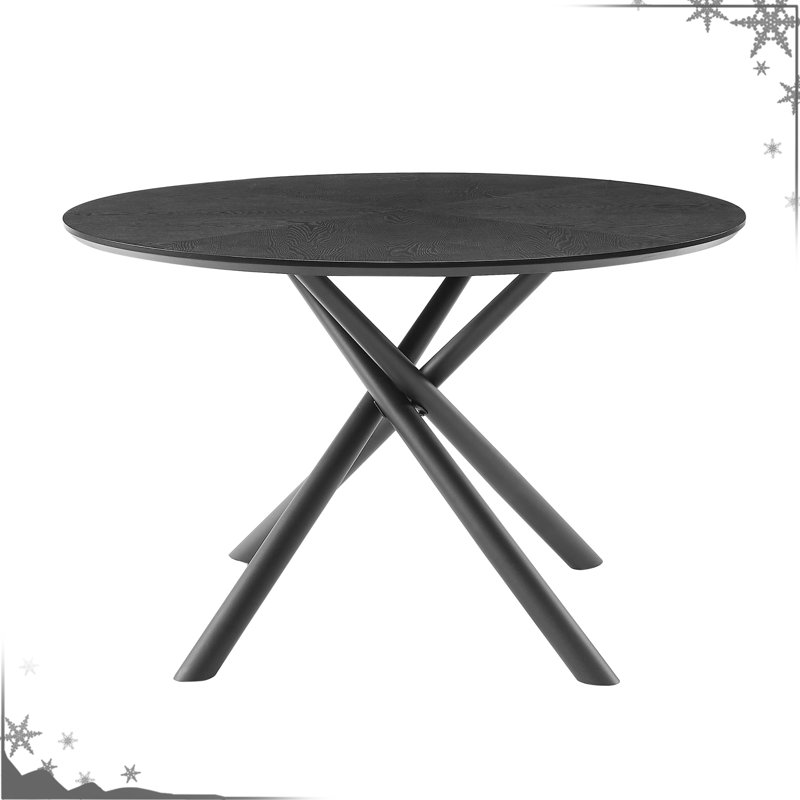 Table basse 48,47 po avec base en métal stable de style moderne, noir, facile à entretenir et élégante