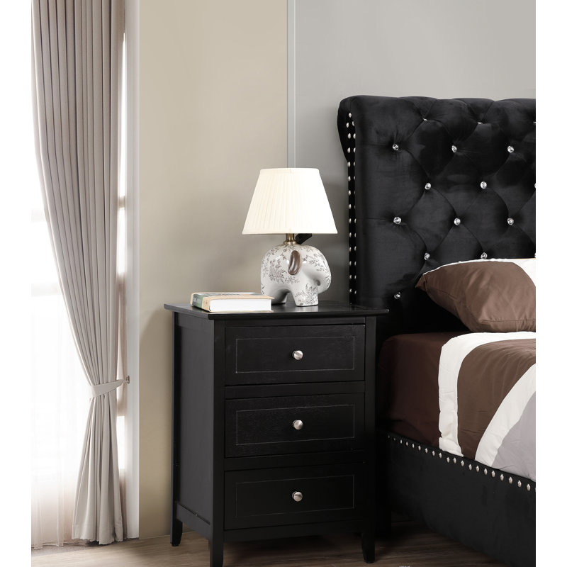Élégante table de chevet transitionnelle noire