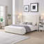 Élégant lit tapissier en tissu blanc avec tête de lit haute, blanc, grand-1313274266