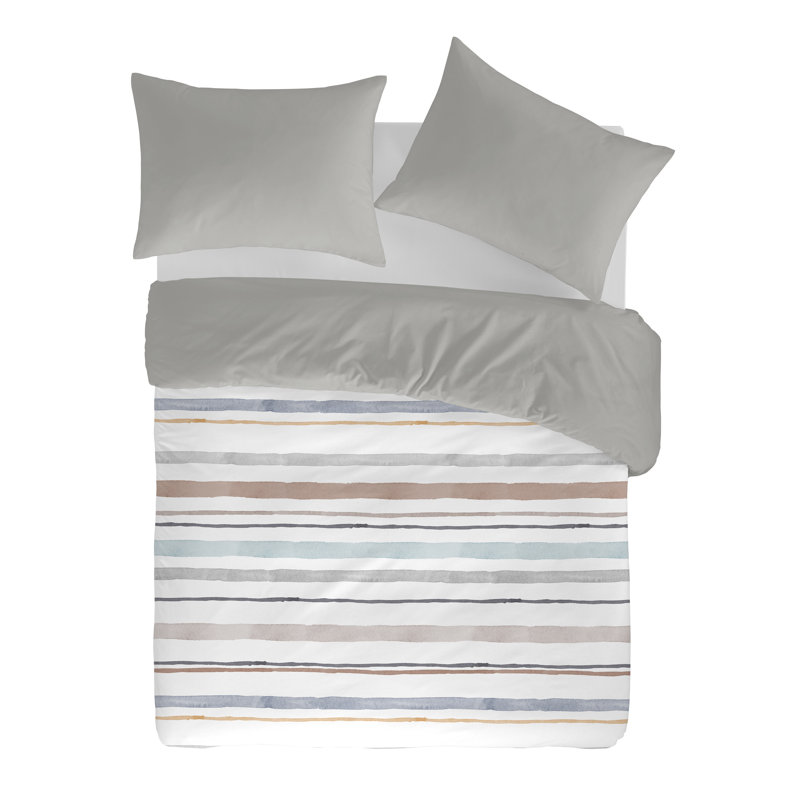 Ethan Striped Duvet Cover, Grey