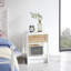 Table de bout en rotin 15,75 po avec table de chevet moderne en MDF et poignée en aluminium lisse-113935951