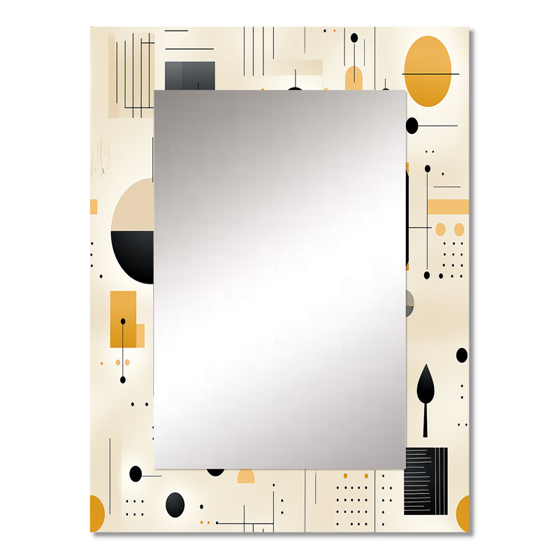 Monochromatique Zen - miroir mural décoratif géométrique, miroir moderne, impression d'art en métal, 32 po x 24 po