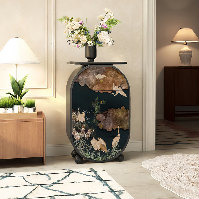 Armoire de rangement 4 tiroirs en bois massif