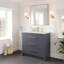 Meuble-lavabo l 36 po x P 18 po Ilsa avec comptoir en quartz de Carrare blanc et lavabo en porcelaine encastré-1944397615