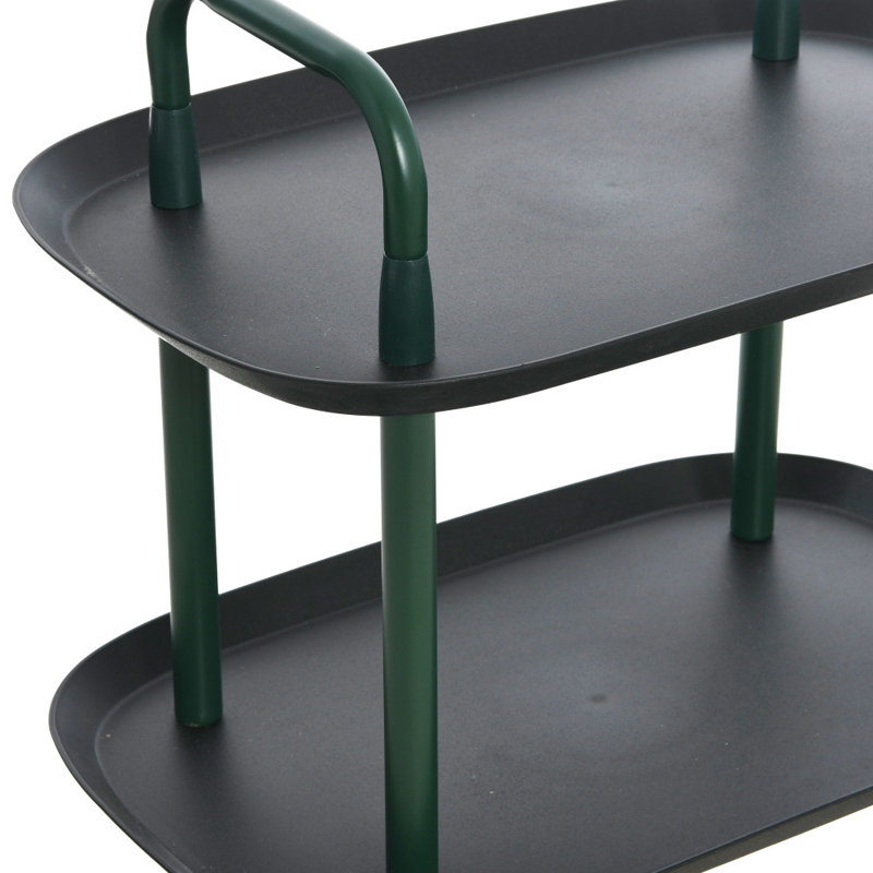 Chariot à 2 niveaux en plastique et métal Main + Mesa, Noir, Vert foncé