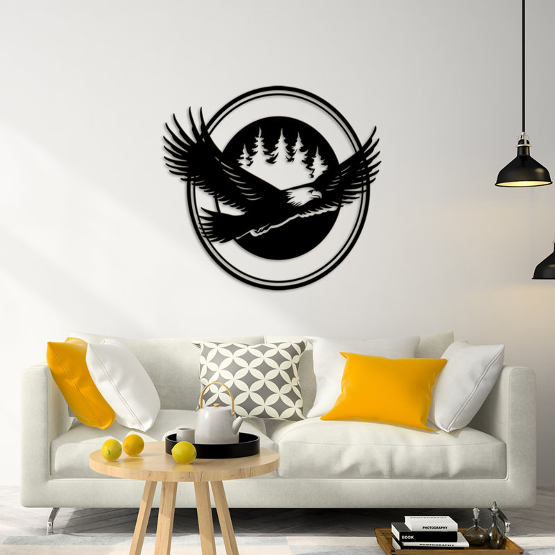 Aigle à tête blanche, décoration murale en aigle et nature pour décoration de maison et de bureau ou cadeau, Noir mat