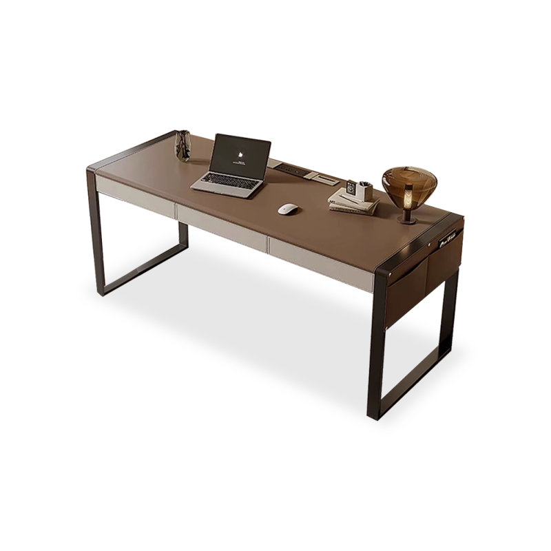 Bureau rectangulaire en bois massif avec 3 tiroirs, H 29,53 po x l 55,12 po x P 27,56 po, Noir, noir, noir, noir