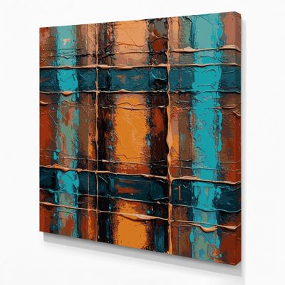 Southwestern Cowboy Rustic Plaid 80 Gray Canvas Wall Art