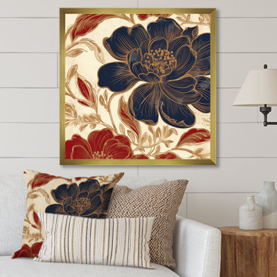 Brada - Œillet rouge et bleu sur fleur, impression sur bois