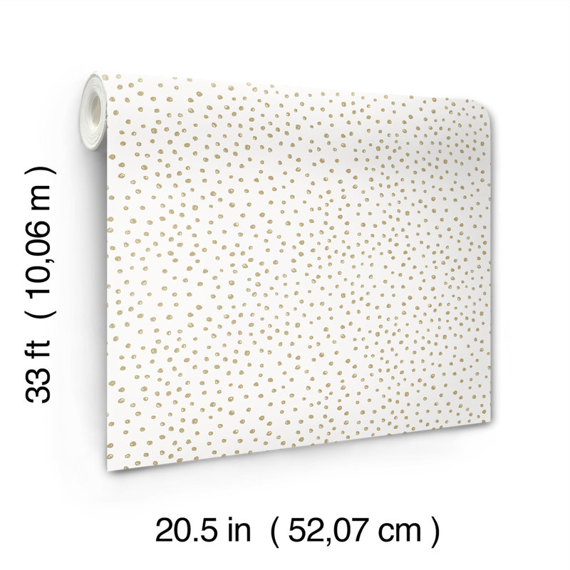 Cassie Gold Petite Polka Wallpaper, White