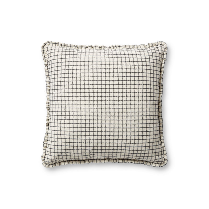 Coussin Dinah, H 18 po x l 18 po, Ivoire / noir