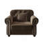 Canapé Chesterfield de 41,3 po en velours avec garniture cloutée et accoudoirs roulés, canapé de style Mid-Century moderne capitonné avec boutons, brun