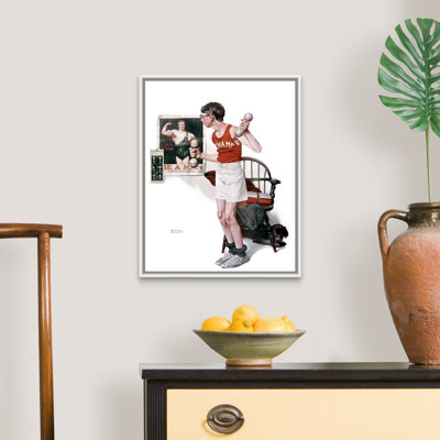 Norman Rockwell " Boy Lifting Weights " by Norman Rockwell Oil Painting