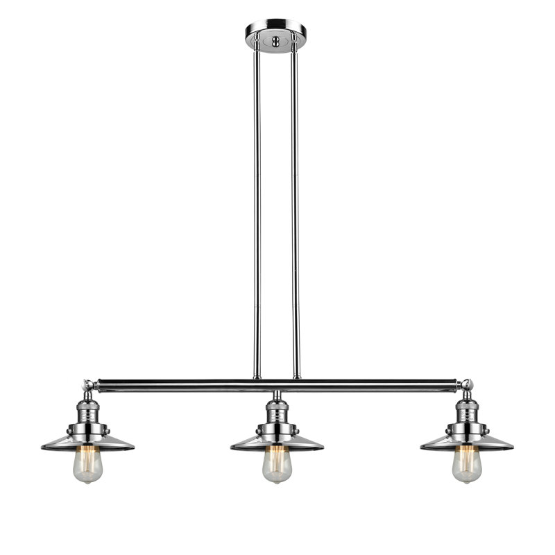 Luminaire suspendu linéaire à 3 lumières pour îlot de cuisine Gault, Nickel poli, Nickel poli, DEL