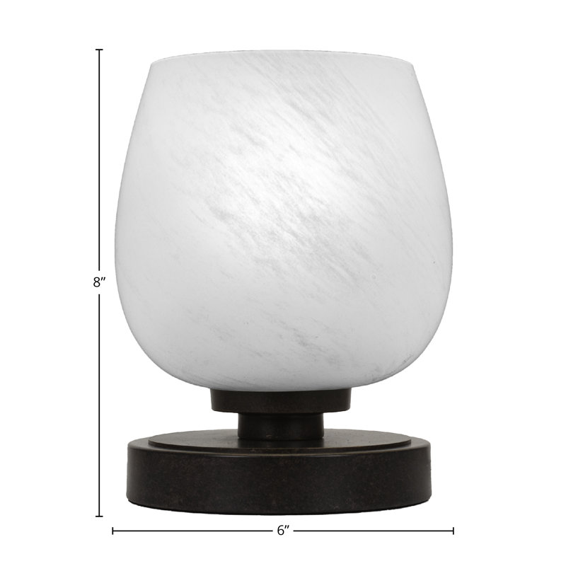 Lampe d'appoint Amaron présentée en finition granit foncé avec verre de marbre blanc de 6 po