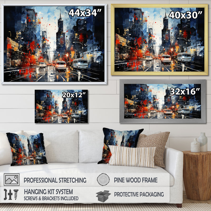 «Blue Rues of Harlem I» - art mural Harlem Renaissance, Cadre flottant noir, H 16 po x l 32 po x P 1 po