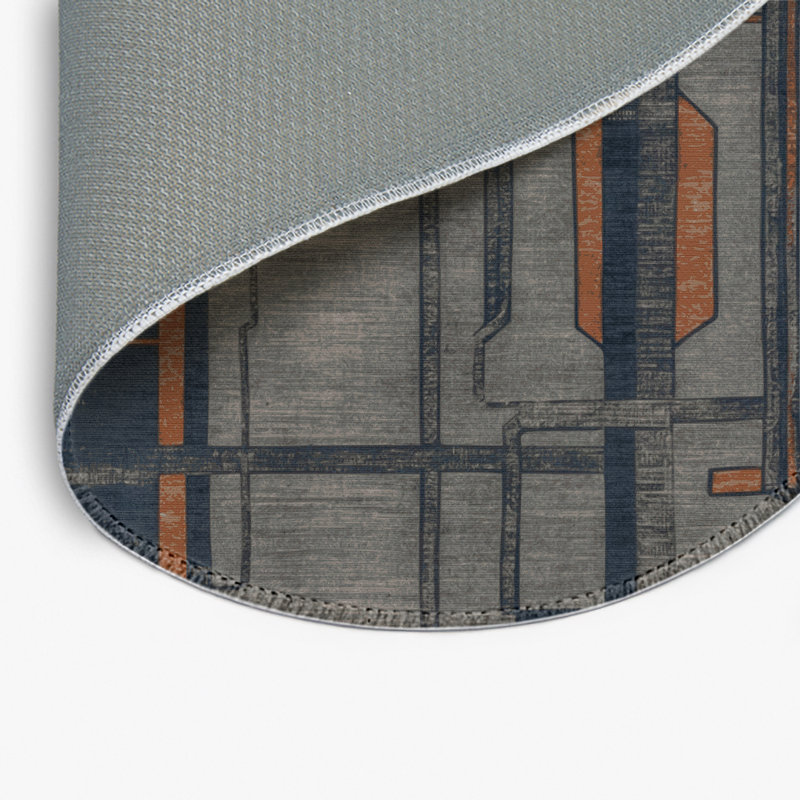 Turkish Gray Indoor and Outdoor Area Rug, Round 5'
