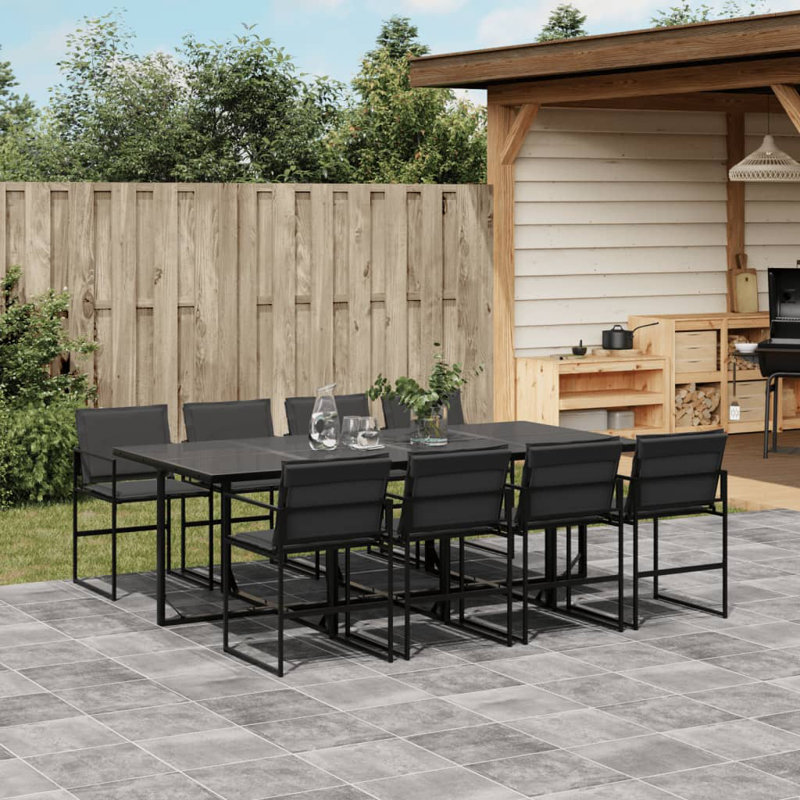  Garden Dining Set Black, Dark Grey