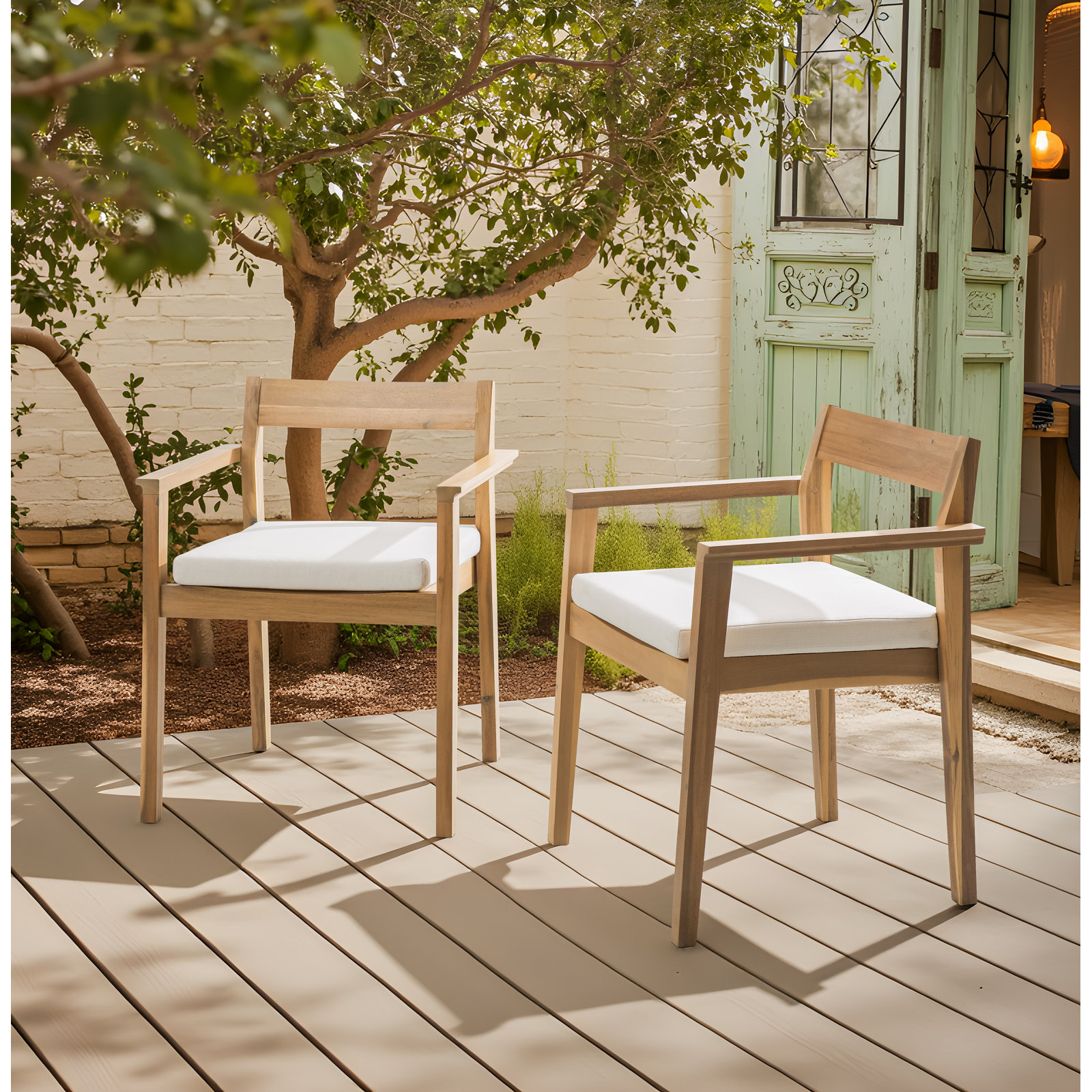 Badgley Stackable Acacia Patio Armchair