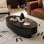 Table basse ovale avec motifs en relief faits à la main, base, table moderne fabriquée à la main, plateforme, salon contemporain-207233669