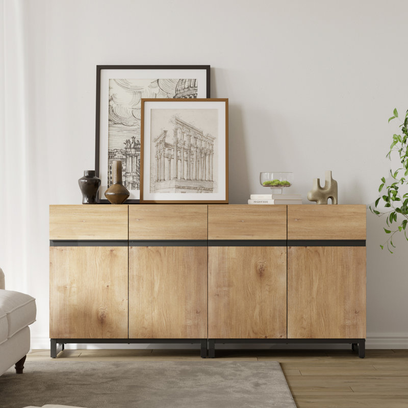 Nellie 2 In 1 Multifunctional Sideboard Buffet Cabinets, Modern Sideboard With Adjustable Shelf And Metal Base, Coffee Bar Cabinet Storage Cabinet For Living Room, Kitchen