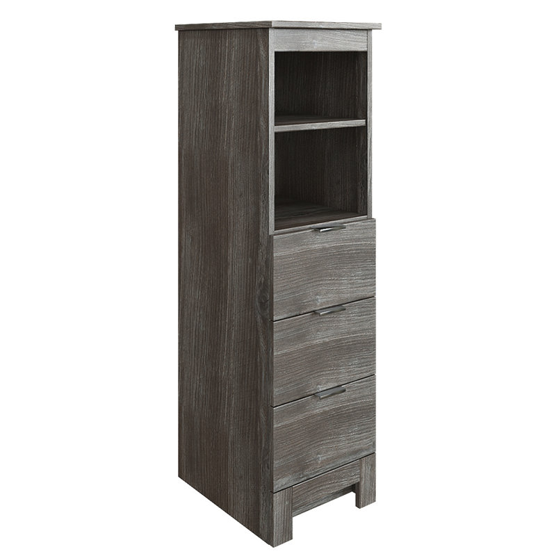 MagickWoods Elenis 14 W X 17 D X 49H Graphite Gray Linen Cabinet, Rustic Pine