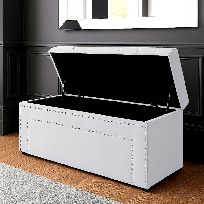 Duke Ottoman Storage Box - Chesterfield Upholstered Blanket Box - Plush Velvet Ottoman Bench with Storage, H43 x W120 x D40cm