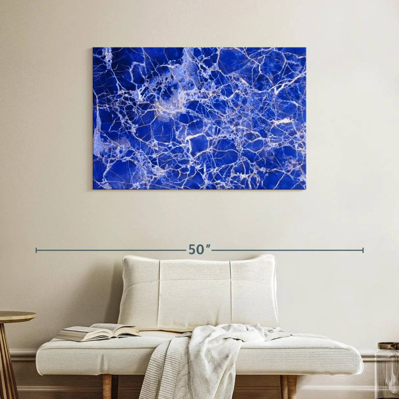 Avery Webbed Marble Blue Abstract, 26" H x 39" W