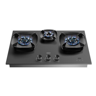 ROBAM 30" Gas Cooktop 7B7H31 | 3 FireCube Brass Burners, Built-in NG/LPG Convertible Gas Stove, 18,000 BTUs Power Burner, Flameout Protection & R-Link Tech, Temperament gray