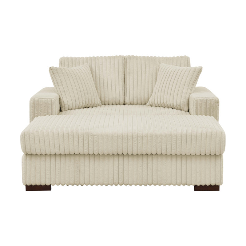 Chaise longue surdimensionnée Corduroy Ridge, Crème, crème