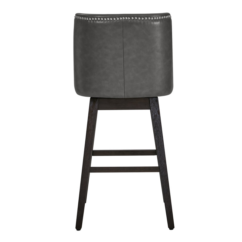 Tabouret de bar et de comptoir Arvelle, Similicuir rétro gris caillou, Tabouret de bar (siège d'une hauteur de 30 po)