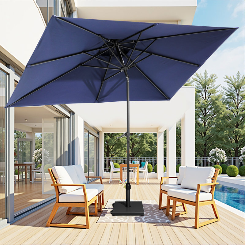 Parasol de marché avec base 116 po x 76 po, Marine